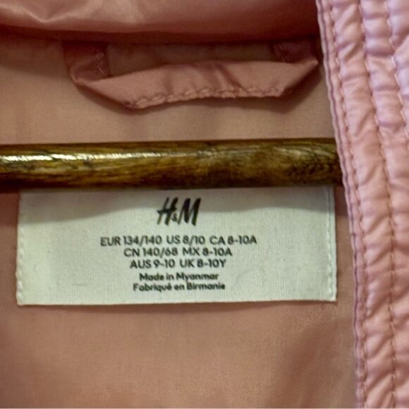 *SOLD*| H&M| Girl’s Rose Pink Warm Puffer Jacket w/Removable Hood Size 8-10 - Picture 4 of 7